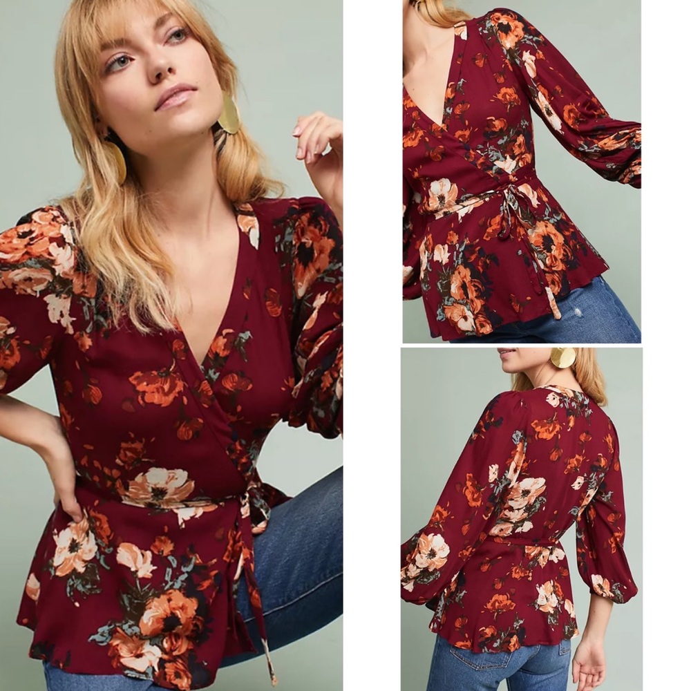 HD in Paris | Anthro Ruby Floral Gail Surplice Wrap Blouse